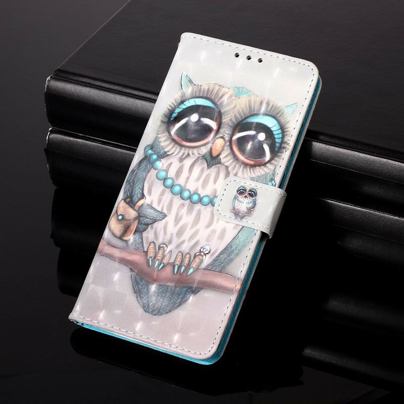 Flip Cover Huawei P Smart 2020 Med Snor Frøken Ugle Med Rem