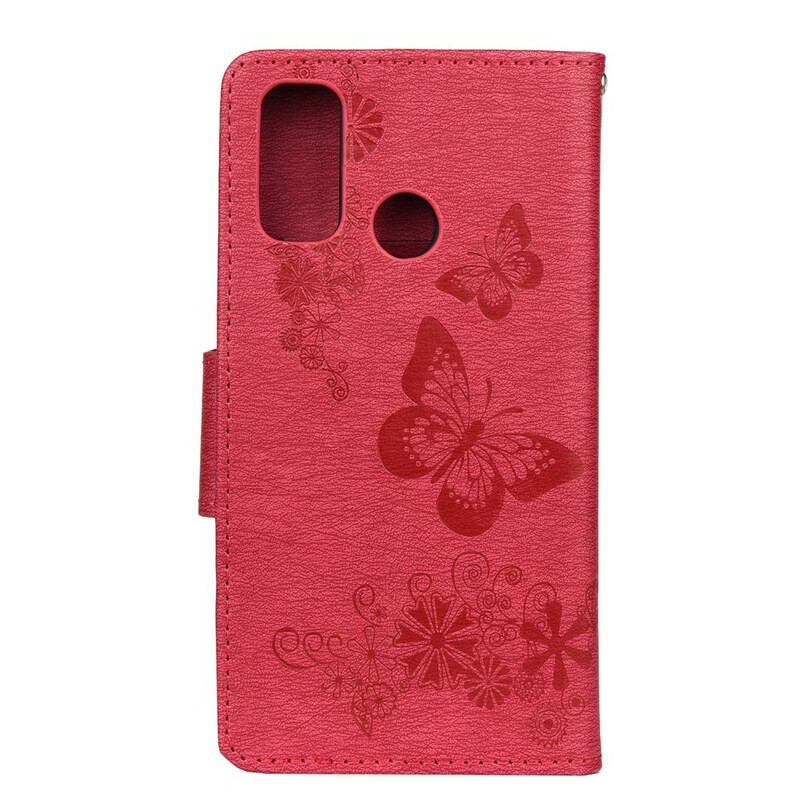 Flip Cover Huawei P Smart 2020 Med Snor Pragtfulde Stropsommerfugle