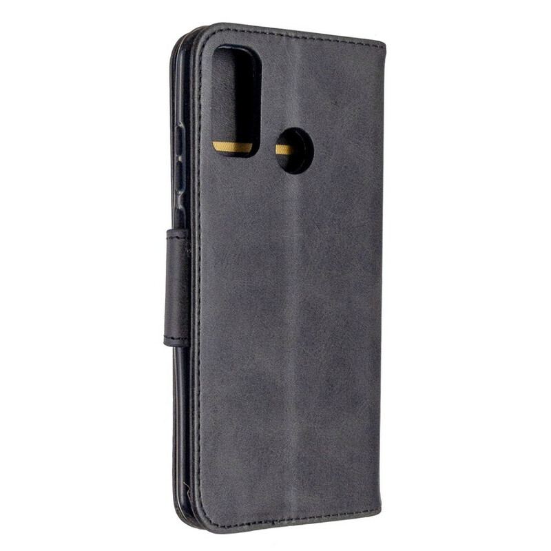 Læder Cover Huawei P Smart 2020 Flip Cover Glat Flap Skrå