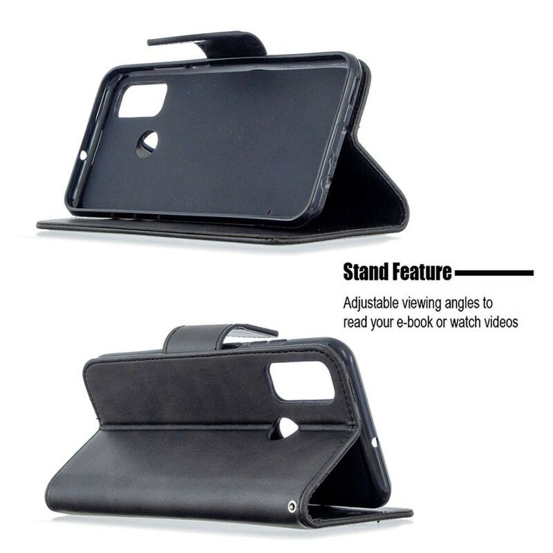 Læder Cover Huawei P Smart 2020 Flip Cover Glat Flap Skrå