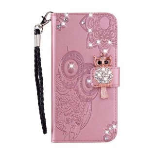 Læder Cover Huawei P Smart 2020 Ugle Mandala Og Charm