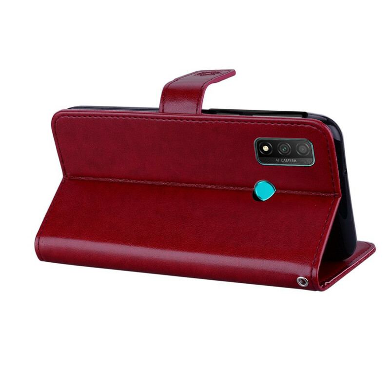 Læder Cover Huawei P Smart 2020 Ugle Mandala Og Charm