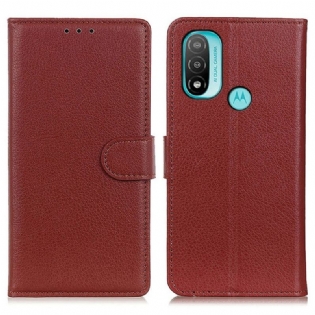 Flip Cover Moto E40 / E30 / E20 Traditionelt Litchi