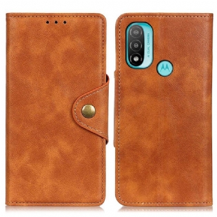 Flip Cover Moto E40 / E30 / E20 Vintage Imiteret Læder Og Knap