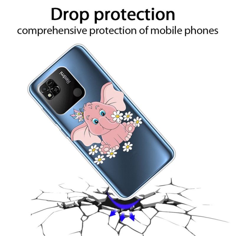 Cover Xiaomi Redmi 10A Sømløs Lyserød Elefant