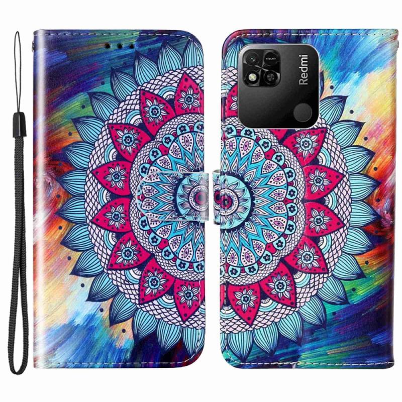 Flip Cover Xiaomi Redmi 10A Med Snor Farverig Strappy Mandala