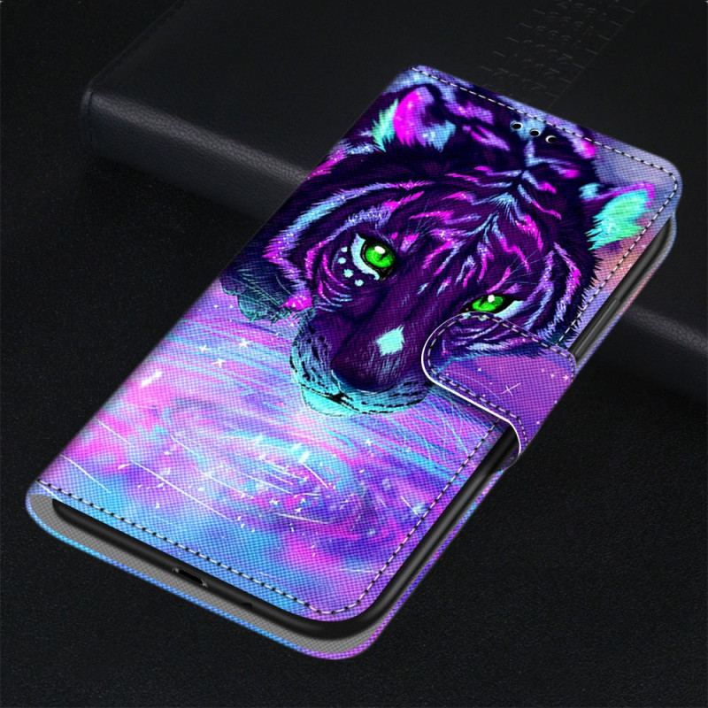 Flip Cover Xiaomi Redmi 10A Med Snor Neon Tiger Med Rem