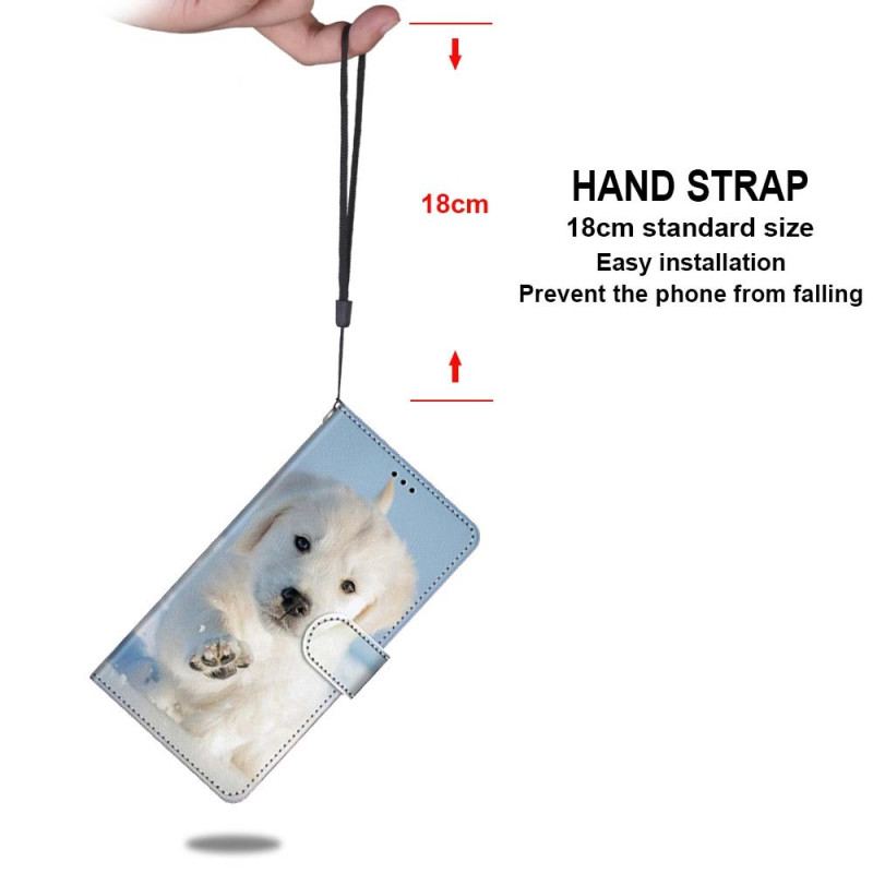 Flip Cover Xiaomi Redmi 10A Med Snor Strappy Snehvalp