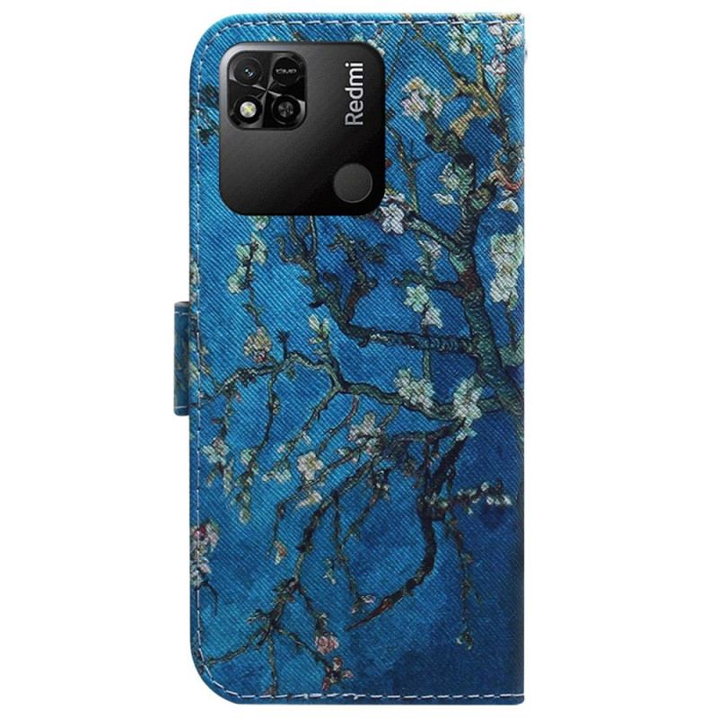 Læder Cover Xiaomi Redmi 10A Blomstrende Grene