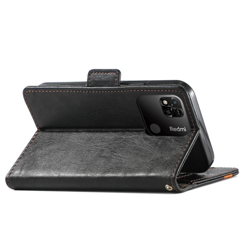 Læder Cover Xiaomi Redmi 10A Tofarvet Dobbeltlås