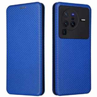 Cover Vivo X80 Pro Flip Cover Farvet Kulfiber
