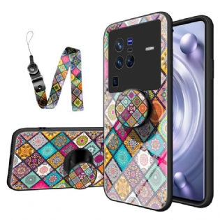 Cover Vivo X80 Pro Patchwork Magnetisk Holder