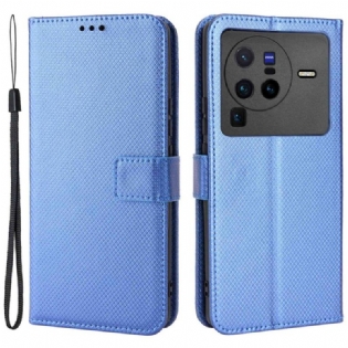 Læder Cover Vivo X80 Pro Med Snor Kulfiberrem