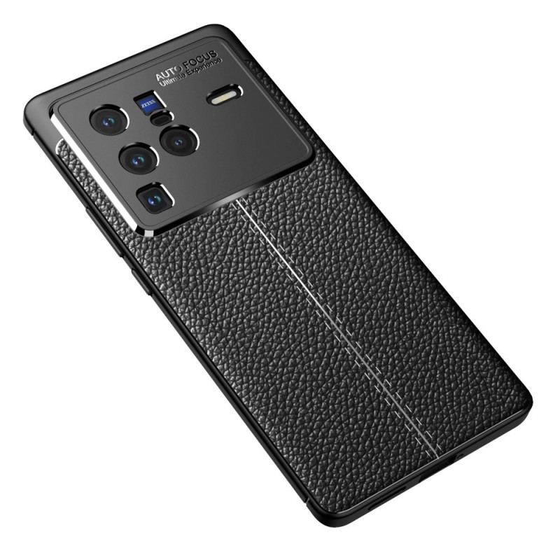 Mobilcover Vivo X80 Pro Dobbelt Linje Litchi Læder Effekt