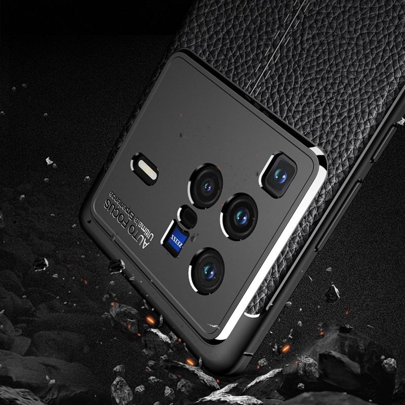 Mobilcover Vivo X80 Pro Dobbelt Linje Litchi Læder Effekt