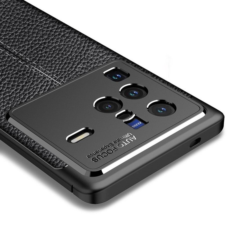 Mobilcover Vivo X80 Pro Dobbelt Linje Litchi Læder Effekt