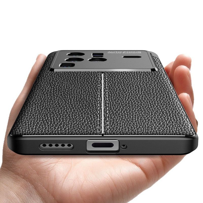 Mobilcover Vivo X80 Pro Dobbelt Linje Litchi Læder Effekt