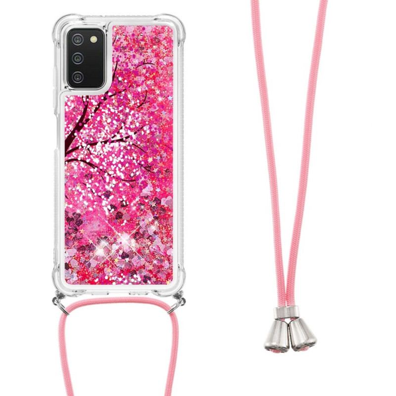 Cover Samsung Galaxy A03s Med Snor Sequin Snøretræ