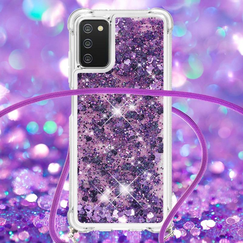 Cover Samsung Galaxy A03s Pailletter Med Snøre