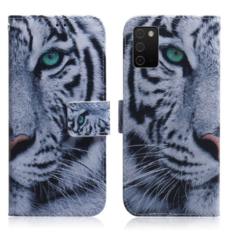 Læder Cover Samsung Galaxy A03s Tiger Ansigt