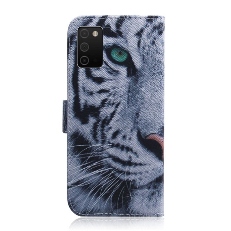 Læder Cover Samsung Galaxy A03s Tiger Ansigt