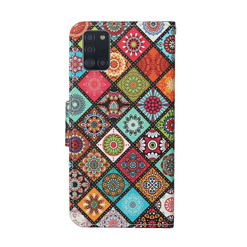 Flip Cover Samsung Galaxy A31 Patchwork Mandalaer Med Snor