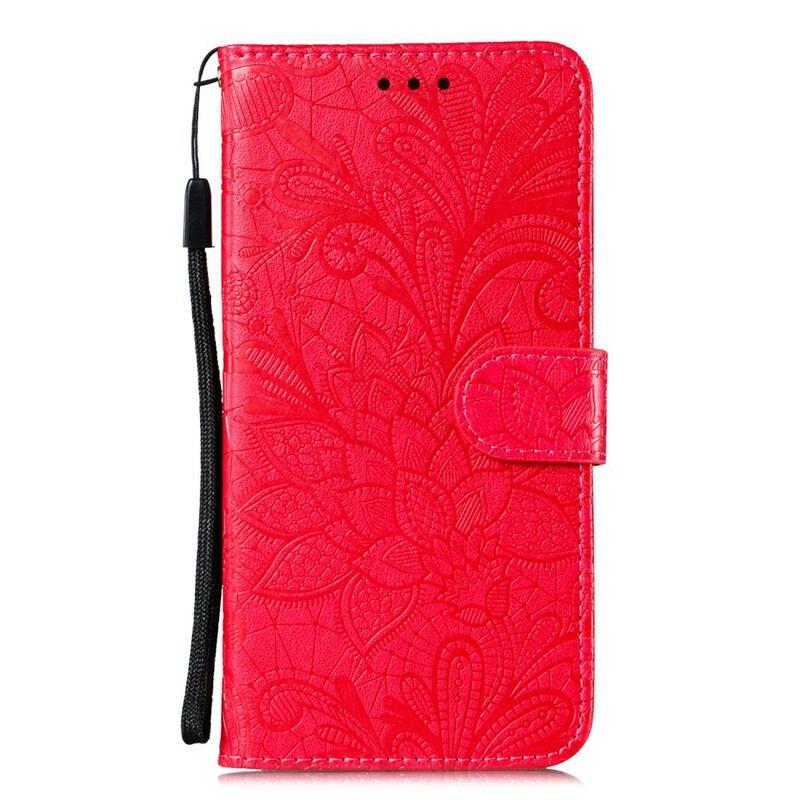 Læder Cover Samsung Galaxy A31 Med Snor Rem Tribal Flowers
