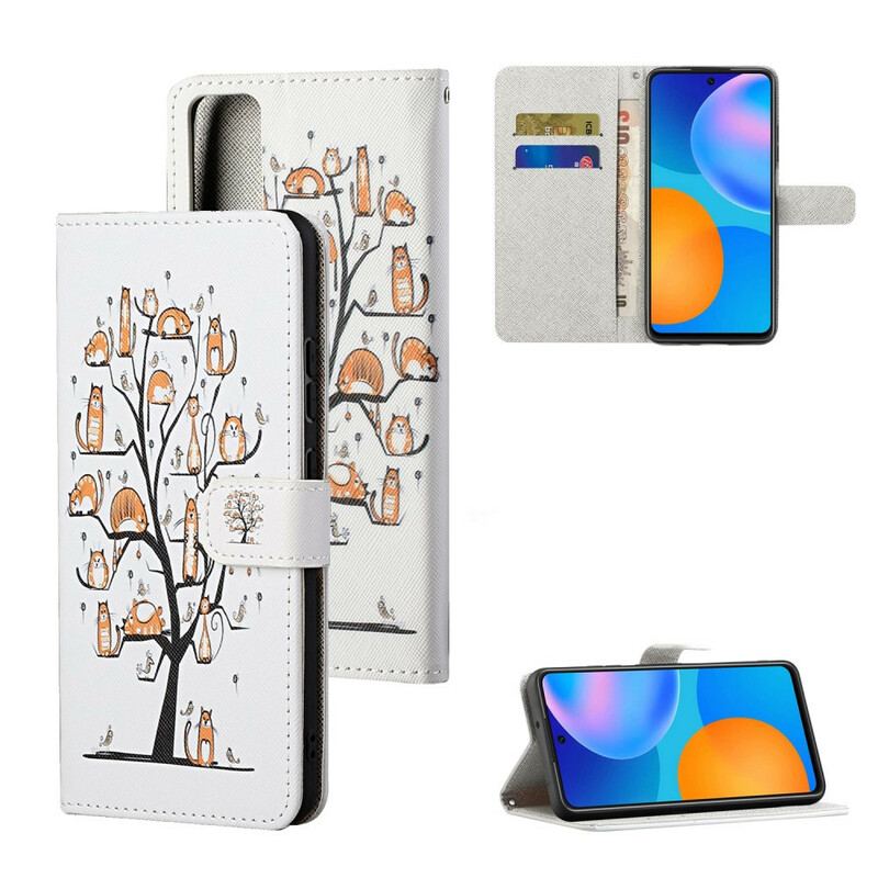 Flip Cover Huawei P Smart 2021 Med Snor Funky Cats Med Rem