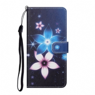 Flip Cover Huawei P Smart 2021 Med Snor Lunar Strap Blomster