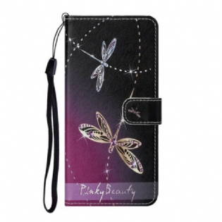 Flip Cover Huawei P Smart 2021 Med Snor Strappy Guldsmede