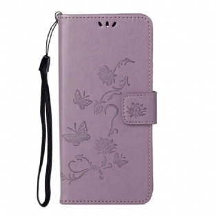 Læder Cover Huawei P Smart 2021 Med Snor Rem Blomster