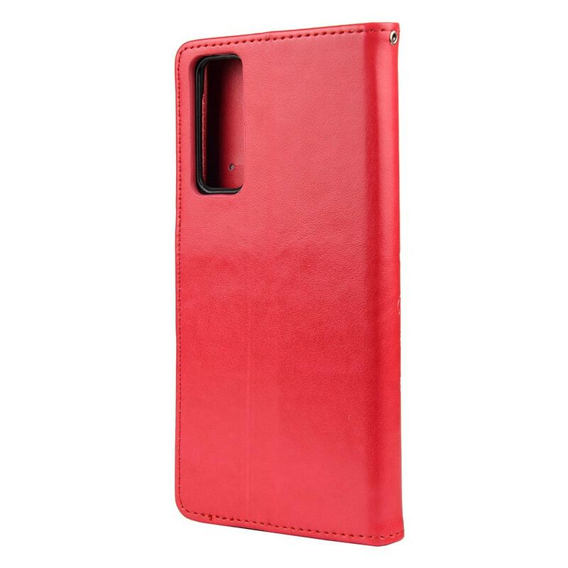Læder Cover Huawei P Smart 2021 Med Snor Sommerfugle Og Blomsterrem