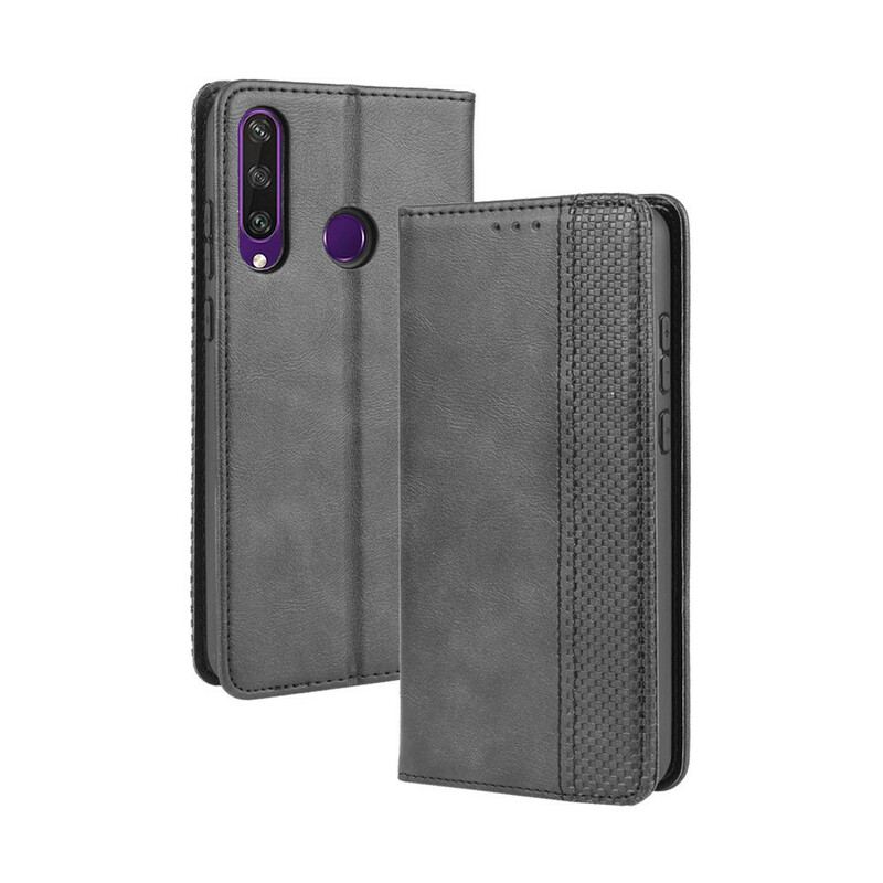 Cover Huawei Y6p Flip Cover Stiliseret Vintage Lædereffekt