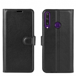 Flip Cover Huawei Y6p Klassisk Litchi Imiteret Læder