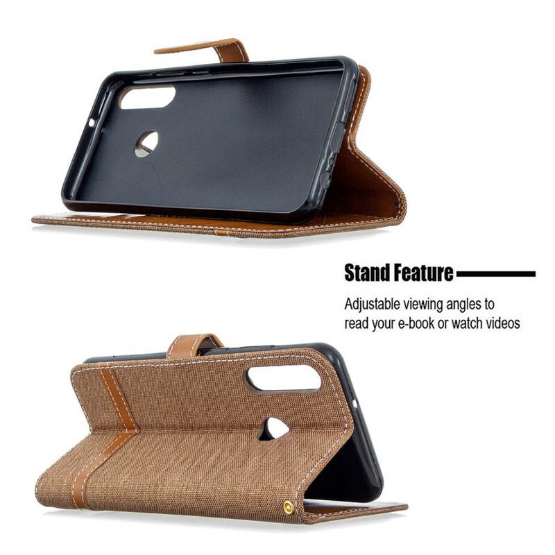 Flip Cover Huawei Y6p Med Snor Stof- Og Lædereffektrem