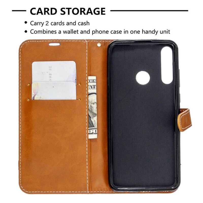 Flip Cover Huawei Y6p Med Snor Stof- Og Lædereffektrem