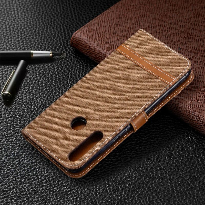 Flip Cover Huawei Y6p Med Snor Stof- Og Lædereffektrem