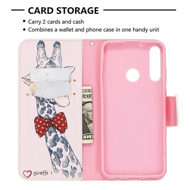 Læder Cover Huawei Y6p Brainy Giraf