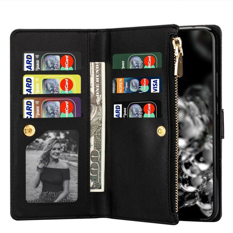 Flip Cover Samsung Galaxy Note 20 Punge Etui Pailletter Med Lynlås