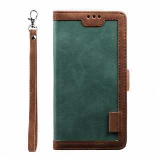 Flip Cover Samsung Galaxy Note 20 Retro Kunstlæder Med Snor