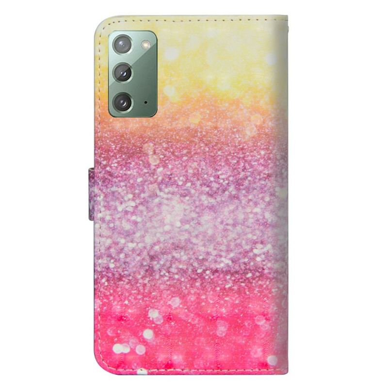 Læder Cover Samsung Galaxy Note 20 Magenta Glitter Gradient