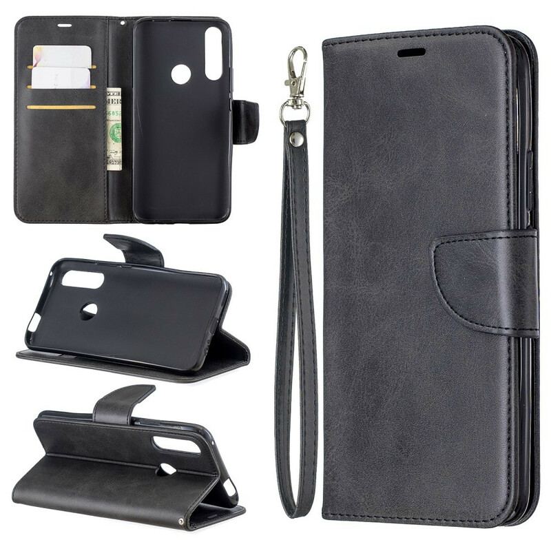 Flip Cover Huawei P Smart Z Med Snor Premium Lædereffektrem