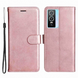 Flip Cover Vivo Y76 5G Med Snor Strappy Lædereffekt