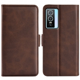 Læder Cover Vivo Y76 5G Flip Cover Plus Dobbeltklap