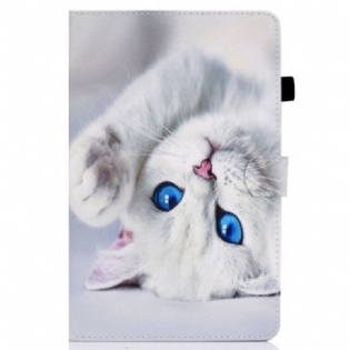 Flip Cover iPad 10.9" (2022) Hvid Kat Med Blå Øjne
