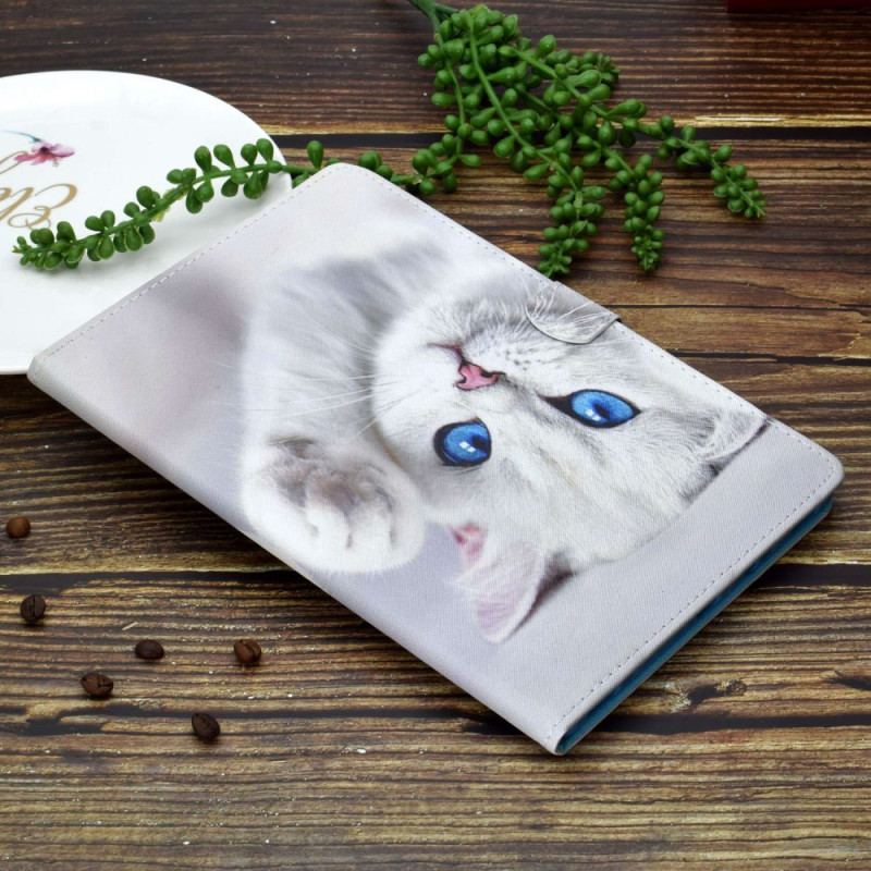 Flip Cover iPad 10.9" (2022) Hvid Kat Med Blå Øjne