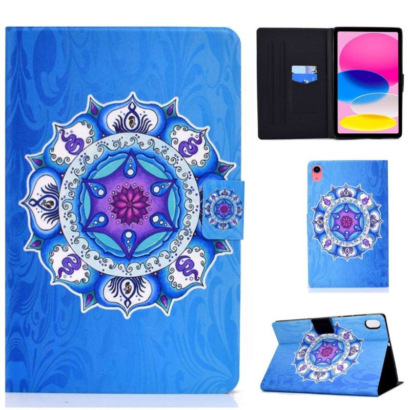 Læder Cover iPad 10.9" (2022) Mandala På Blå Baggrund