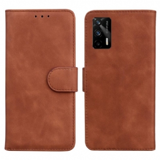 Flip Cover Realme GT 5G Monokrom Lædereffekt