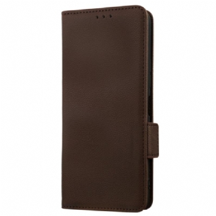 Flip Cover Vivo Y22s Litchi Dobbeltlås I Imiteret Læder