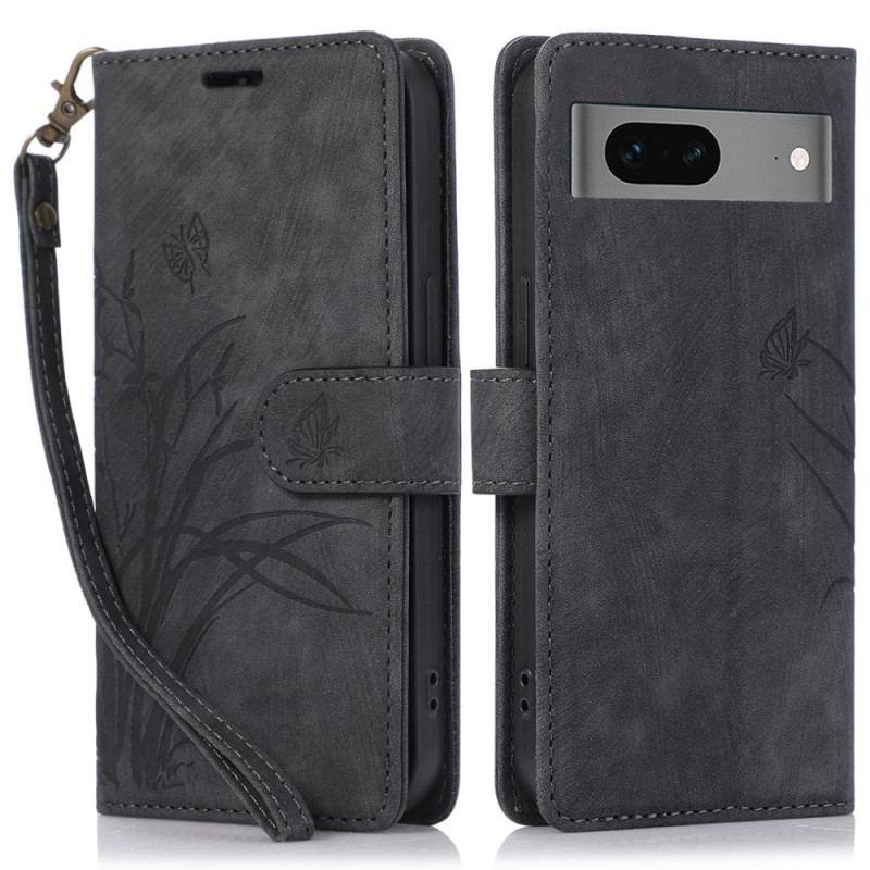 Flip Cover Google Pixel 8a Strop Orkideer